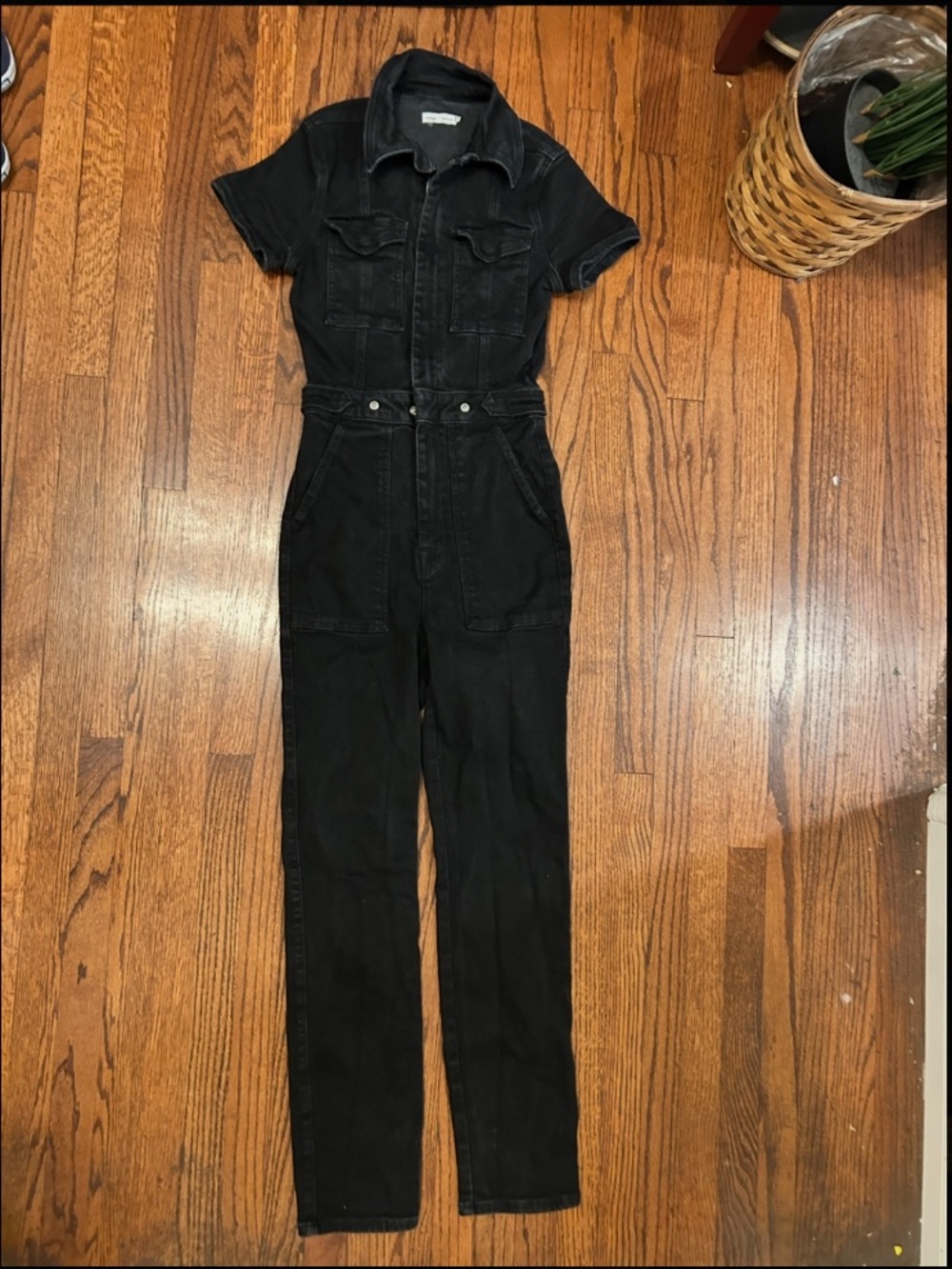 Good American Black Denim Jumpsuit
